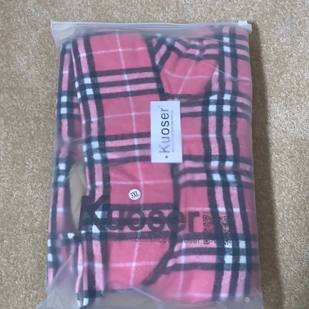 Kouser Plaid/Plain Reversible Dog Coat 3XL NWT